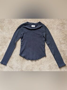 We The Free Charcoal Waffle-Knit Long Sleeve